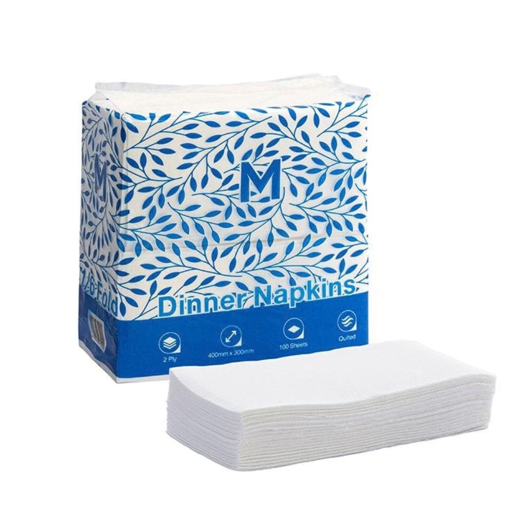 White quilted dinner napkins 300x400mm 2 ply FSC Mix 800 per box