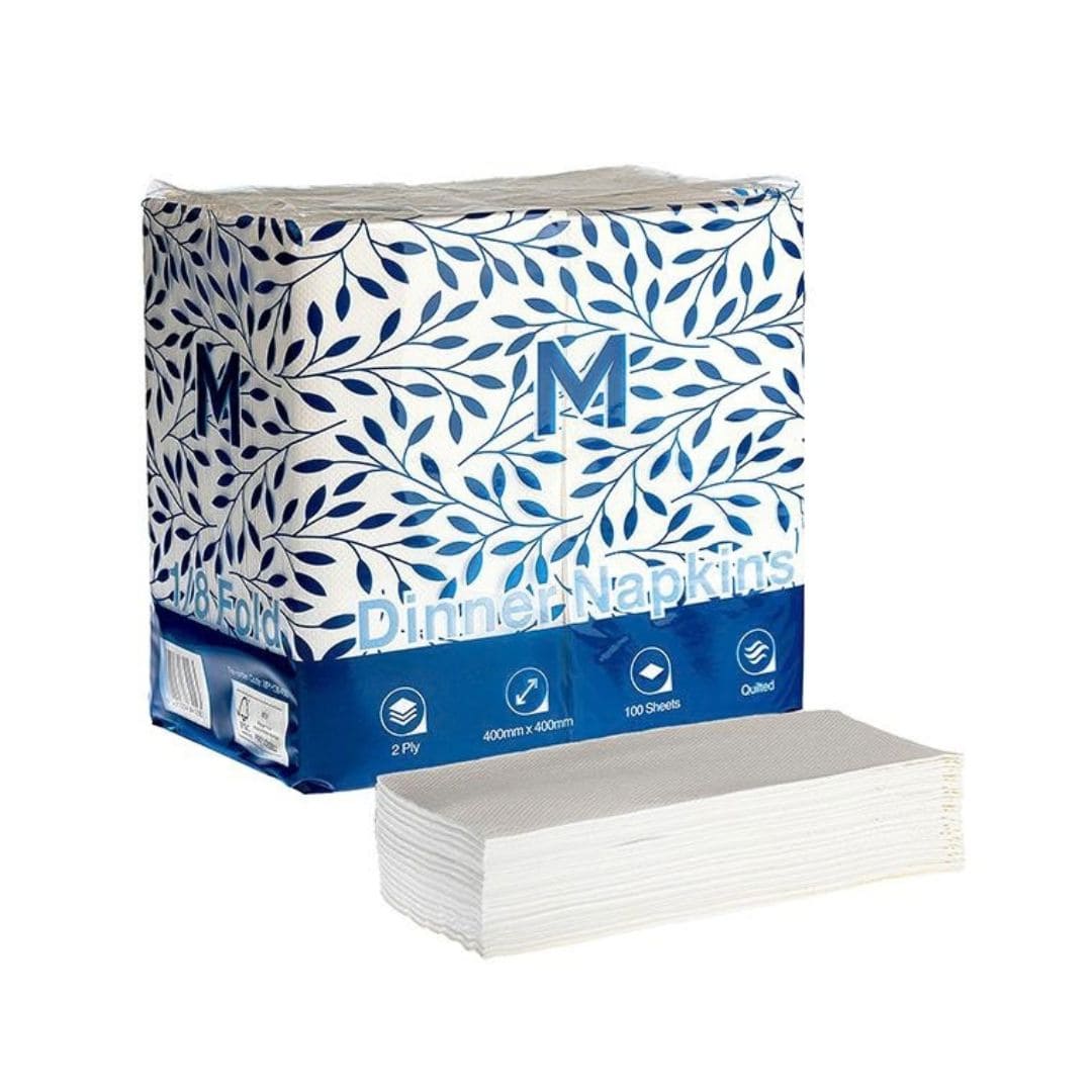White quilted dinner napkins 400x400mm 2 ply FSC Mix 800 per box