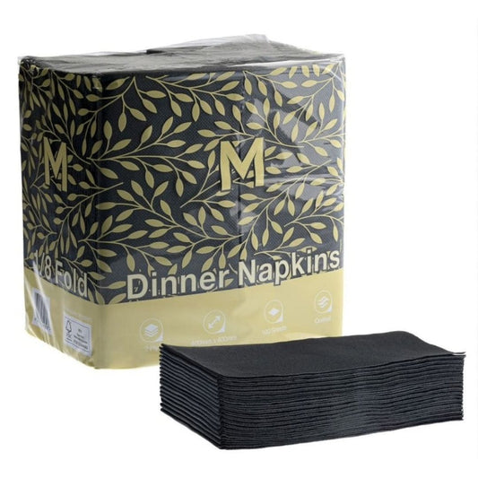 Black quilted dinner napkins 400x400mm 2 ply FSC Mix 1/8 fold 800 per box