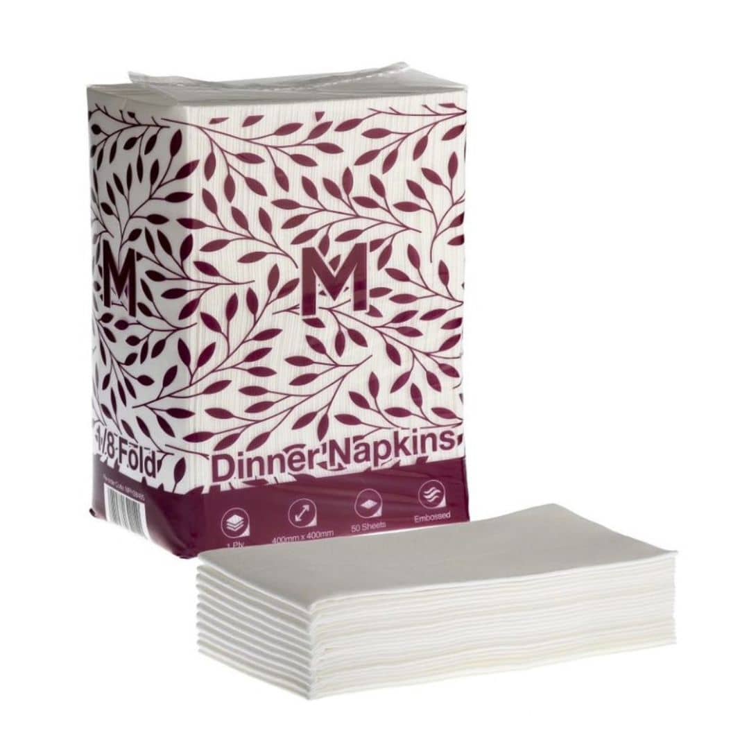 White airlaid dinner napkins 400x400mm 1 ply FSC Mix