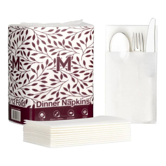 White pocket fold airlaid dinner napkins 420x400mm FSC Mix