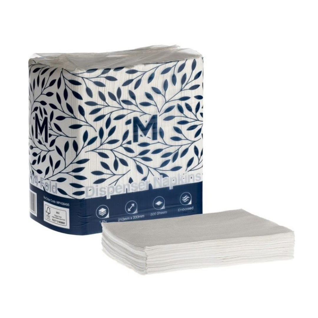 White embossed dispenser napkins 210x330mm 1 ply FSC Mix 6000