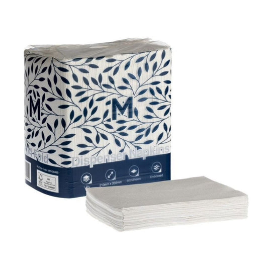 White embossed dispenser napkins 210x330mm 1 ply FSC Mix 6000