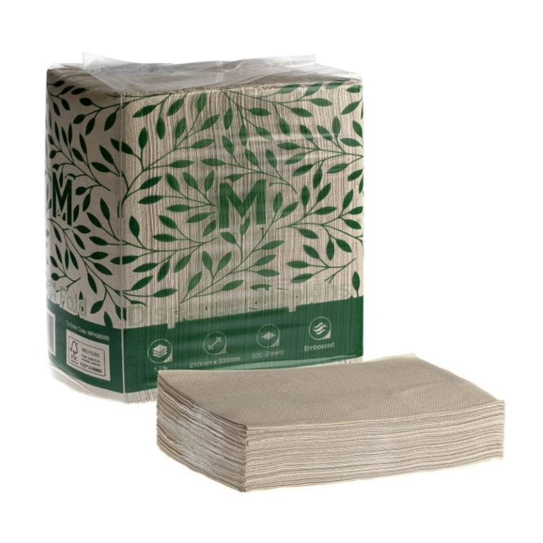 Brown embossed dispenser napkins 210x330mm 1 ply FSC Recycled 6000