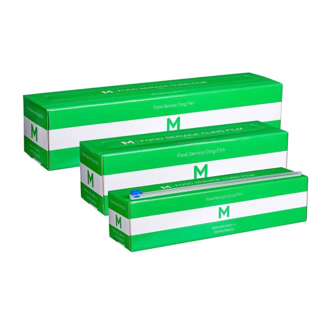 Premium clear cling film dispenser 330mm x 300m 9μm 6 Rolls/Box