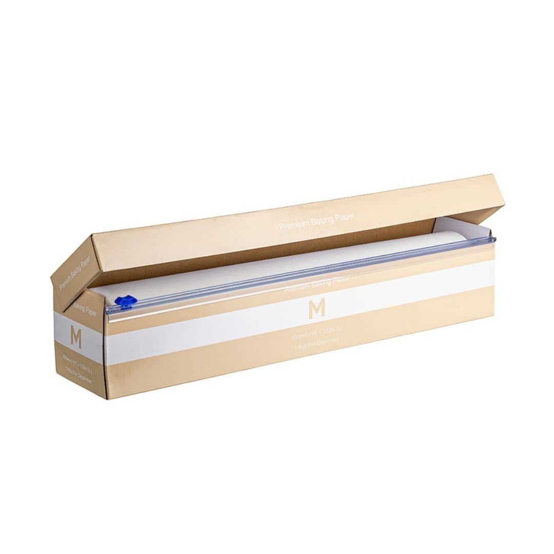 Premium white baking paper dispenser 450mm x 120m 45gsm 230C