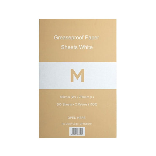 White large greaseproof paper sheets 480x750mm 40gsm 2 packs per box