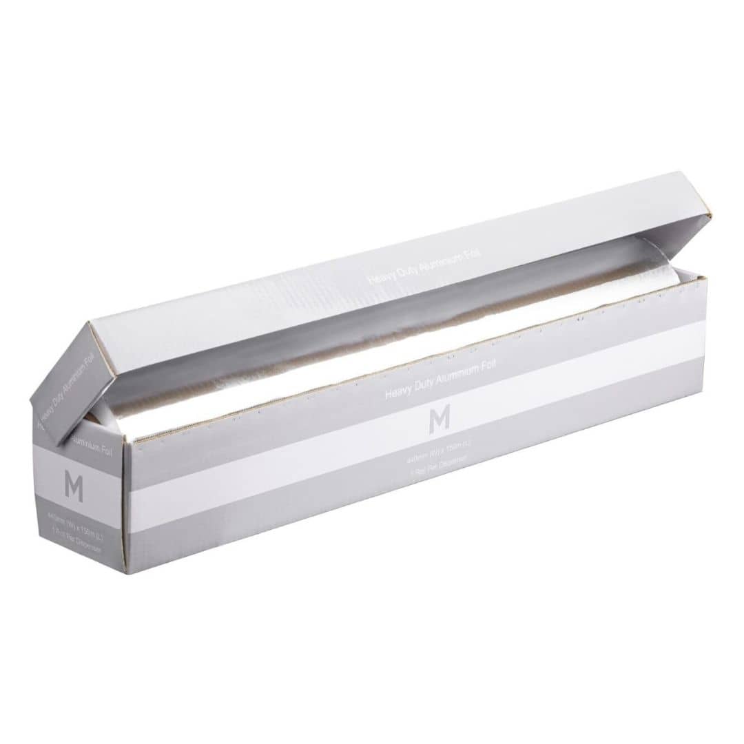Heavy duty silver aluminium foil dispenser 440mm x 150m 16 micron