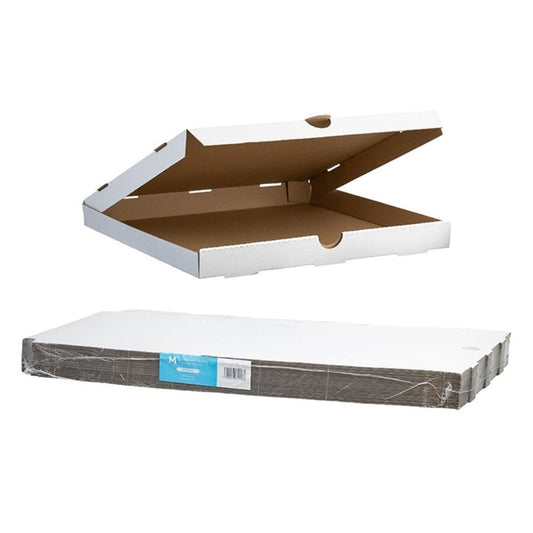 White cardboard pizza box 16 inch 406x406x40mm 50 boxes per pack