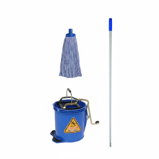 Complete Mop Kit Blue(Mop, Handle & Bucket)
