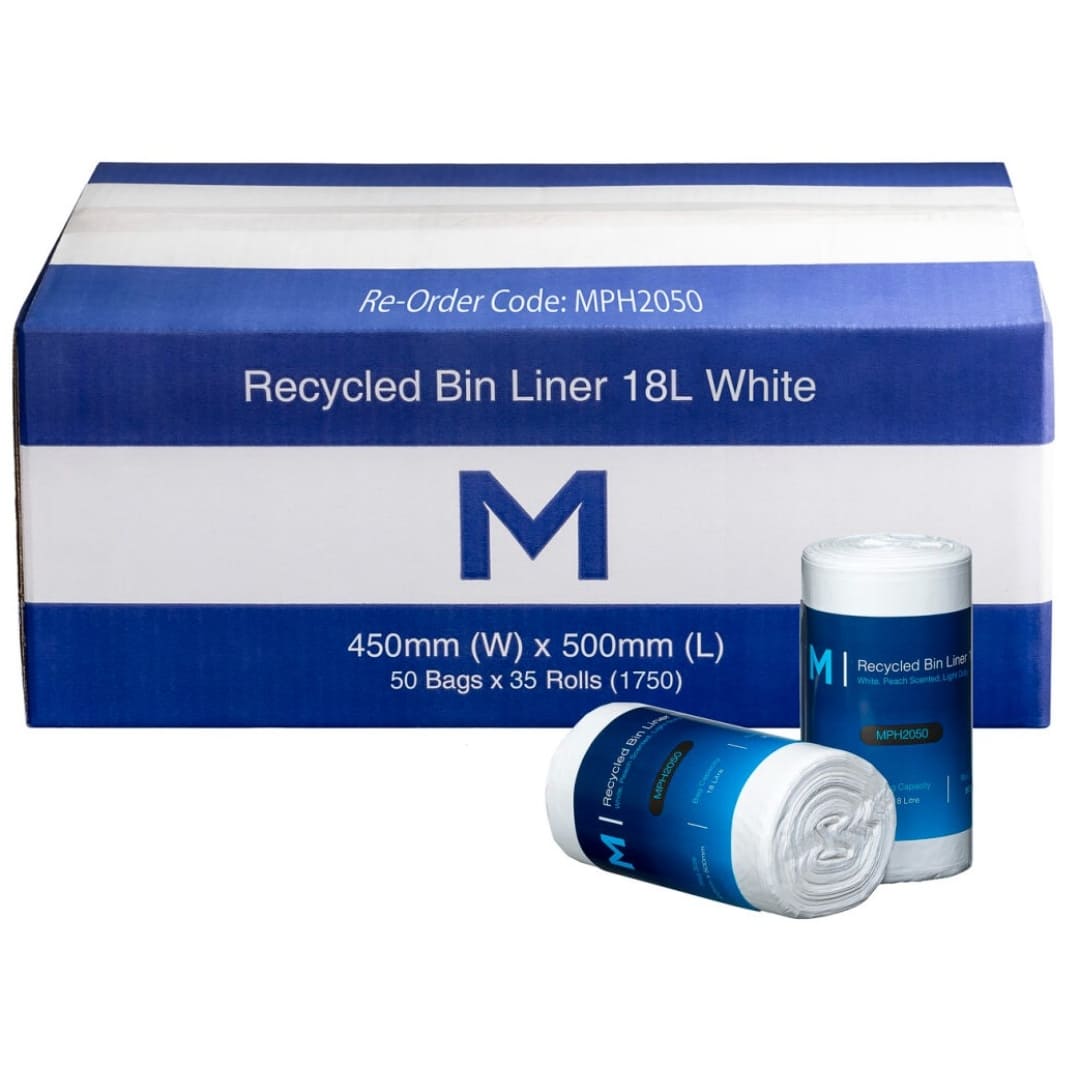 POR Recycled Bin Liner 18L - White, 450mm x 500mm x 15mu - 50 Bags/Pack