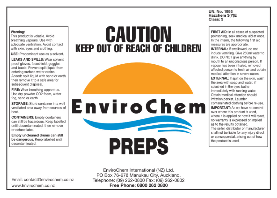 PREPS - Pre-Paint Solvent label
