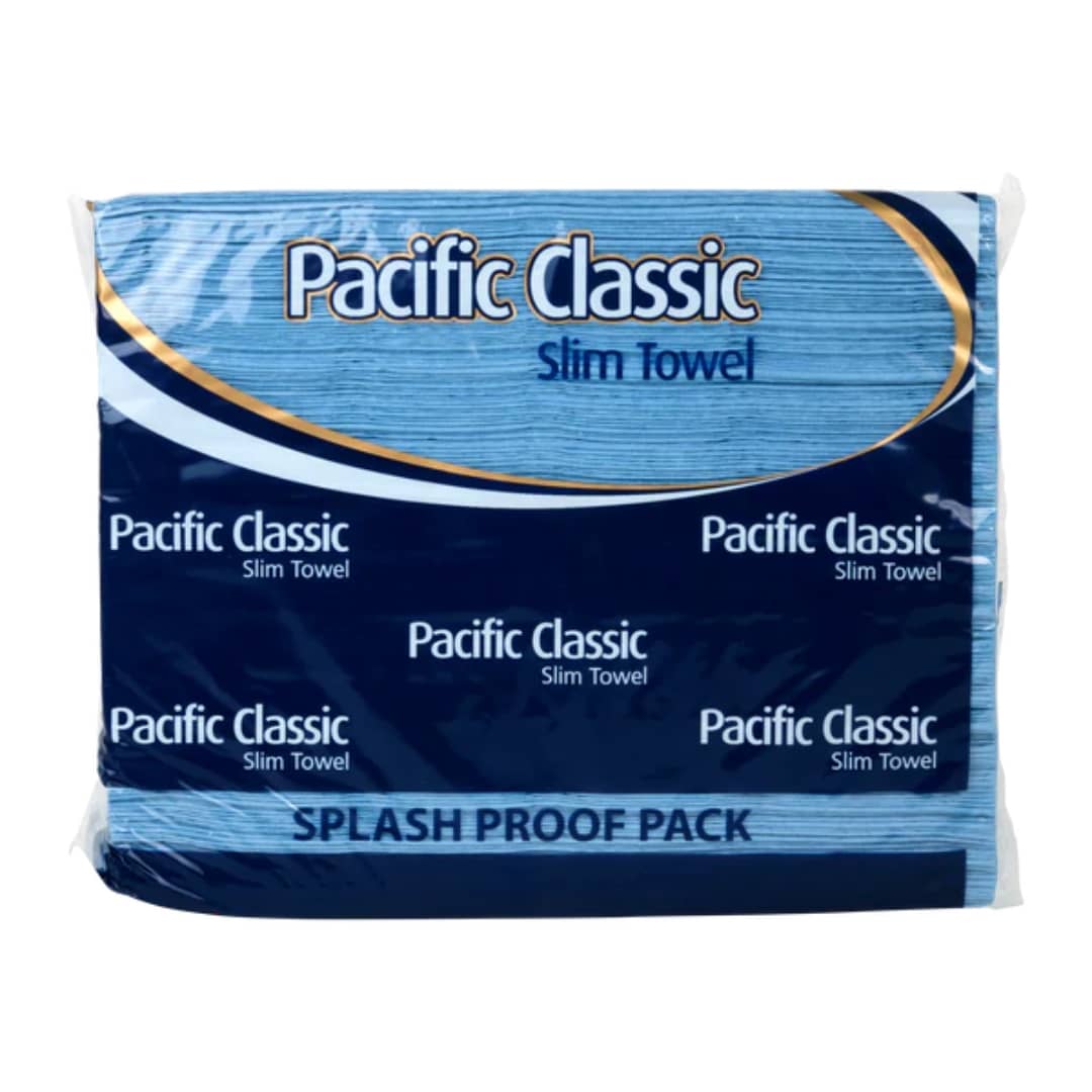 Pacific Classic Slim Towel, 200 Sheets Per Pack, Blue - Carton of 18