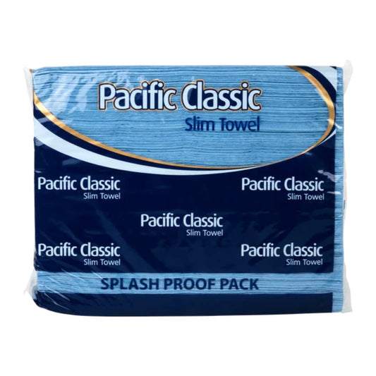 Pacific Classic Slim Towel, 200 Sheets Per Pack, Blue - Carton of 18