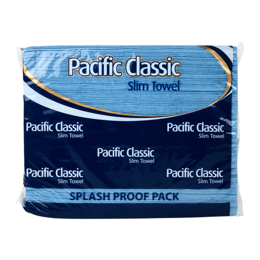 Pacific Classic Slim Towel, 200 Sheets Per Pack, Blue - Carton of 18