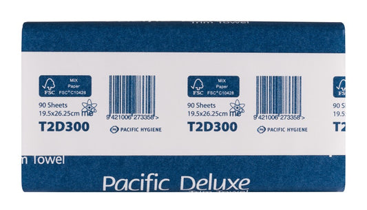 Pacific Deluxe Trim Premium Hand Towel, 2 Ply 90 Sheets per pack, White - Carton of 20