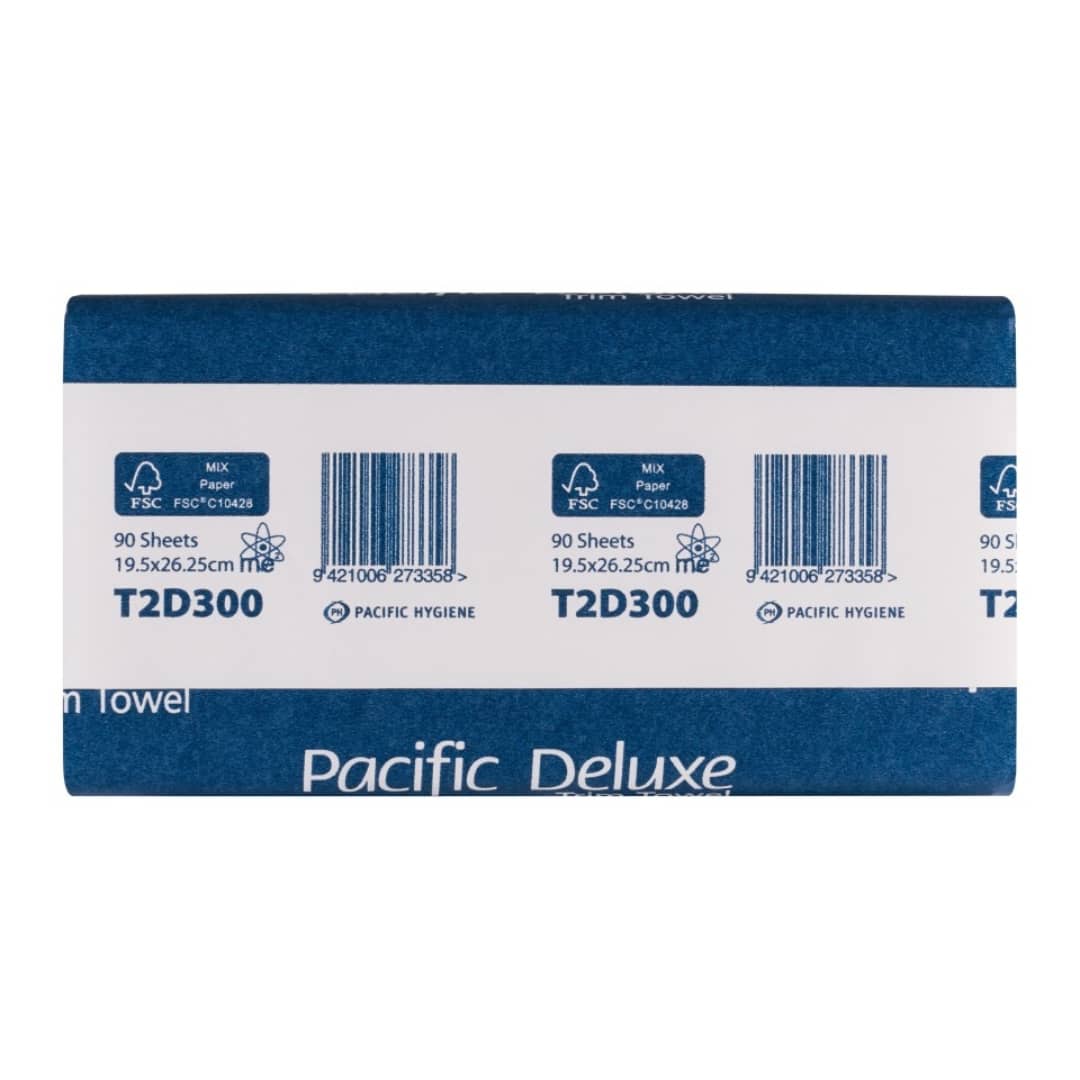 Pacific Deluxe Trim Premium Hand Towel, 2 Ply 90 Sheets per pack, White - Carton of 20