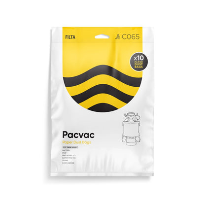 Filta Pacvac Superpro Paper Vacuum Cleaner Bags Brown (C065) - Pack of 10 Bags