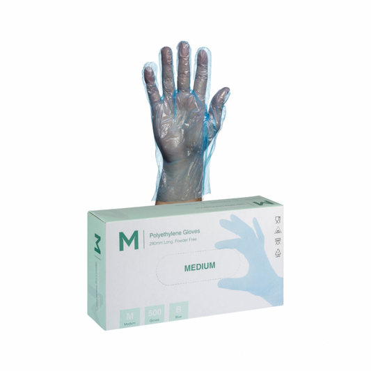 Polyethylene Gloves - Blue, S-M, 240mm Cuff, 1.0g