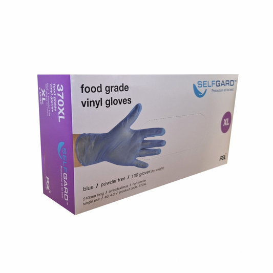 Pomona Food Grade Vinyl Gloves Powder Free Blue - 100 Gloves/Box