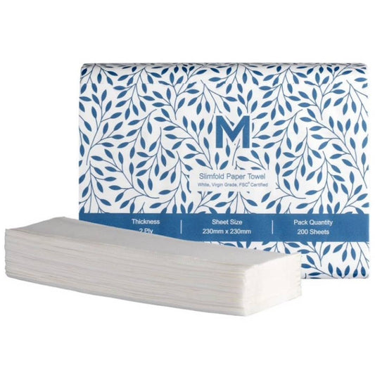 Quilted Slimfold Paper Towel - White, 230mm x 230mm, 2 Ply, FSC® Mix - 3000 Sheets/Box