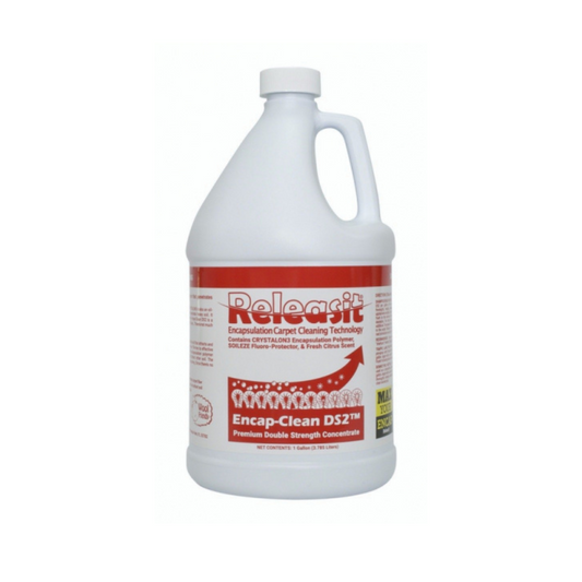 Releasit Encaps Clean DS2 encapsulation carpet cleaning detergent in a white gallon container