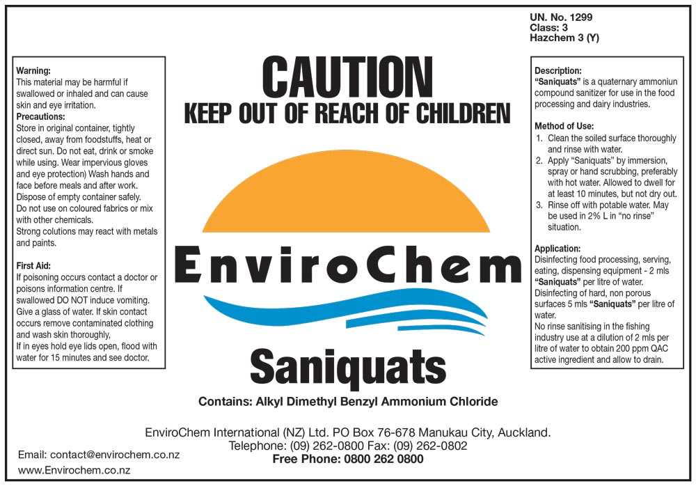 EnviroChem SANIQUATS – HIGHLY EFFECTIVE NON PERFUMED DISINFECTANT