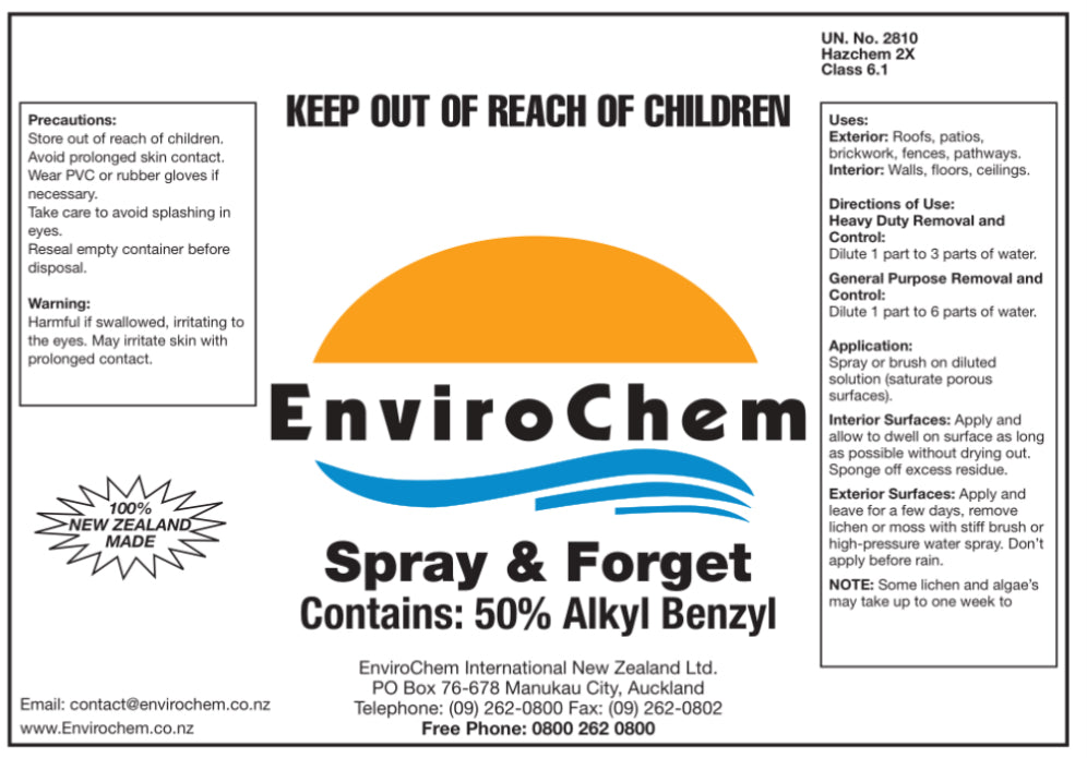 EnviroChem SPRAY & FORGET - 50% Alkyl Benzyl label