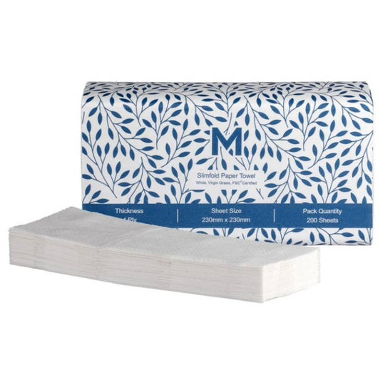 Slimfold Paper Towel - White, 230mm x 230mm, 1 Ply, FSC® Mix - 4000 Sheets/Box