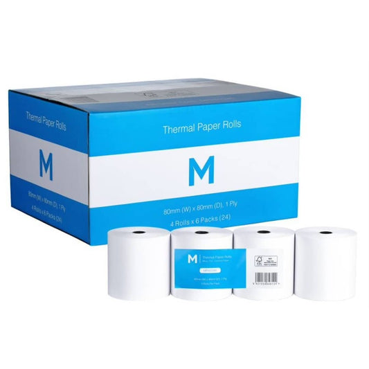 Till Thermal Paper Roll - White, 80mm x 80mm, 1 Ply, FSC® Mix - 50 Rolls/Box