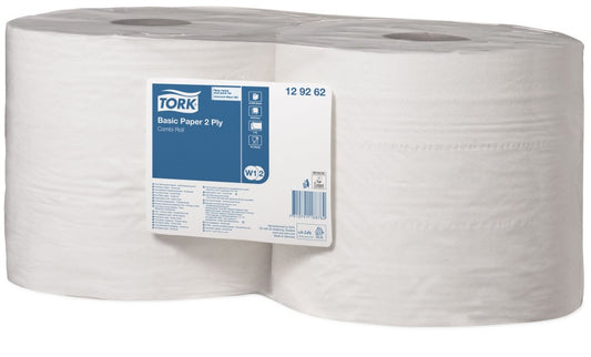 Tork 129262 W1/W2 Basic Combi Roll Towel 2Ply 34x24cm 2 Rolls/Carton - White