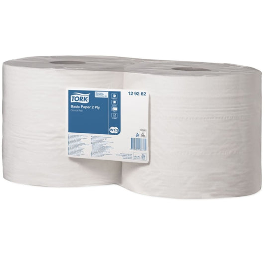 Tork 129262 W1/W2 Basic Combi Roll Towel 2Ply 34x24cm 2 Rolls/Carton - White
