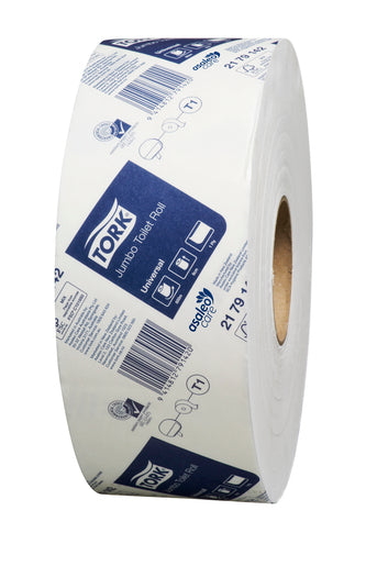 Tork 2179142 T1 Universal Jumbo Roll Toilet Paper 1 Ply White 600 meters per Roll - Carton of 6 Rolls