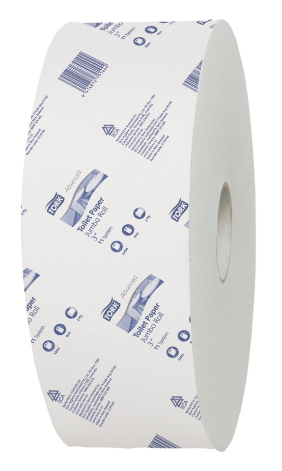 Tork 2179144 Advanced Jumbo Roll Toilet Paper 2 Ply White 300 meters per Roll - Carton of 6 Rolls