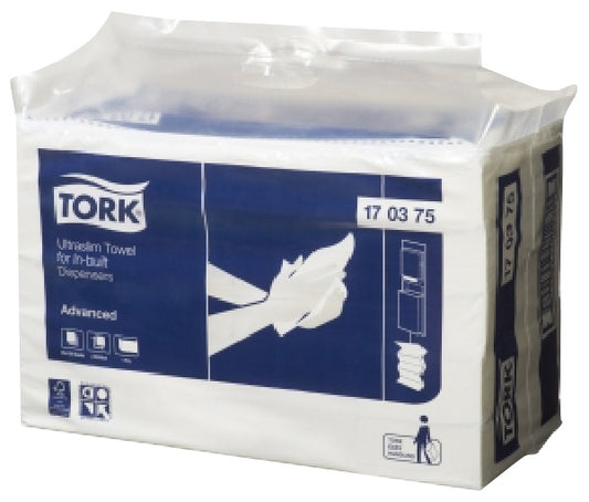 Tork Advanced Ultraslim Hand Towel for In Built Dispenser White 150 Sheet Pack 170375 - Carton of 20 Packs