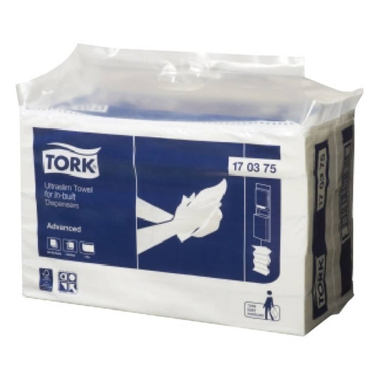 Tork Advanced Ultraslim Hand Towel for In Built Dispenser White 150 Sheet Pack 170375 - Carton of 20 Packs