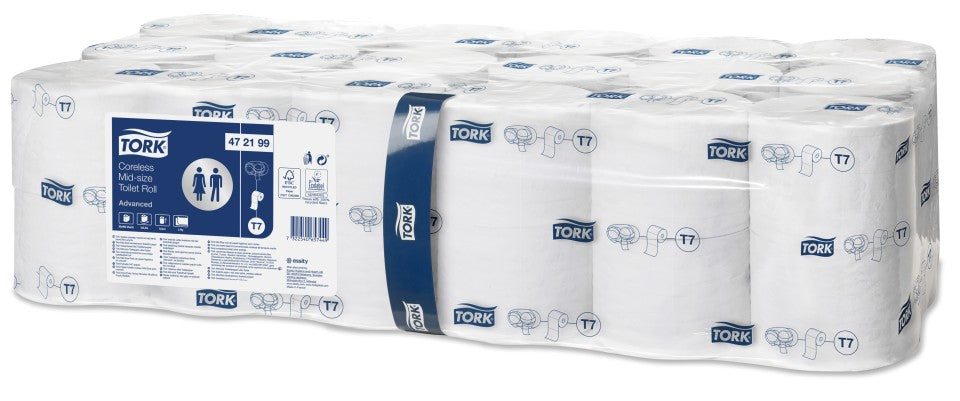 Tork Coreless Mid-size Toilet Roll 2ply Advanced T7 - Case of 36 Rolls