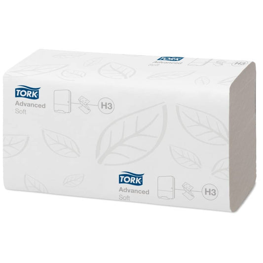 Tork Hand Towel Singlefold Advanced 2 Ply 290163 H3 250 Sheets White - Carton 15 of Packs