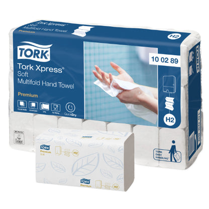 Tork Hand Towel Xpress Multifold Premium Soft 2 Ply 100289 H2 150 Sheets White - Carton of 21 Packs