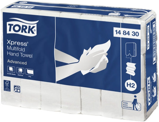 Tork Hand Towel Xpress Multifold Slimline Advanced - 1 Ply 148430 H2 185 Sheets - Carton of 21 Packs
