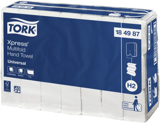 Tork Hand Towel Xpress Multifold Slimline Universal - 1 Ply 184987 H2 230 Sheets - Carton of 21 Packs