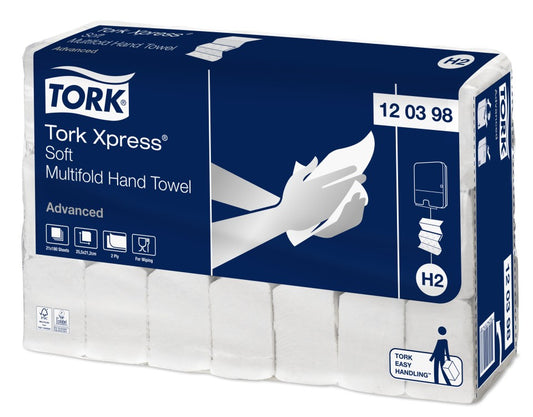 Tork Hand Towel Xpress Multifold Soft Advanced 2Ply 120289/120398 H2 180 Sheets White - Carton of 21 Packs