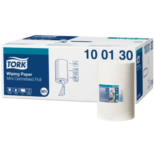 Tork M1 Wiping Paper Mini Centrefeed Roll 100130 M1 215mm x 120m White - Carton of 11 Rolls