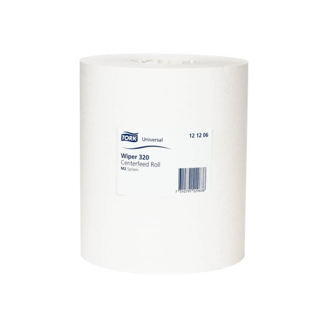Tork M2 Universal Wiper 320 Centrefeed Roll 2 Ply White 160m - Carton of 6 Rolls