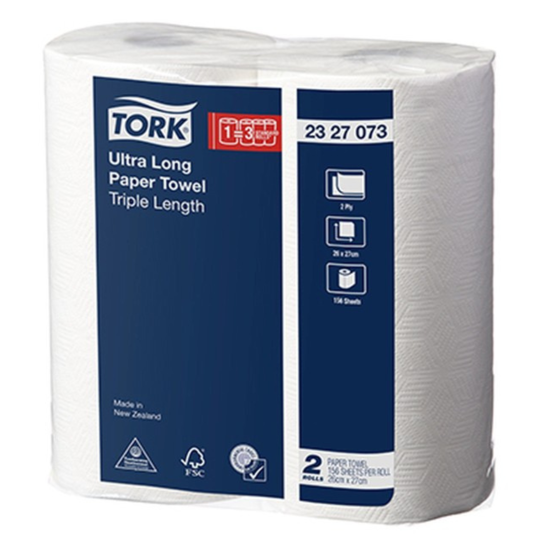 Tork Paper Towel Ultra Long Triple Length 2 Ply 2327073 156 Sheets White Pack 2