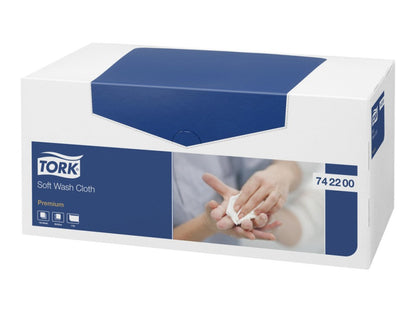 Tork Premium Soft Wash Cloth 742200 1 Ply White 135 Sheets Per Box - Carton of 8 packs