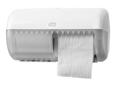 Tork T4 Twin Conventional Toilet Roll Dispenser White 557000