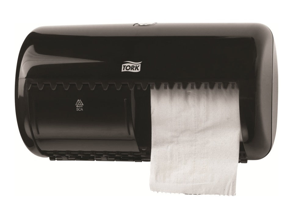 Tork T4 Twin Toilet Roll Elevation Dispenser Black 557008