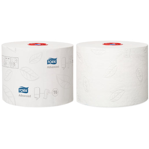 Tork Toilet Paper Mid-Size Roll Advanced 2 Ply 127530 T6 100m White - Carton of 27 Rolls
