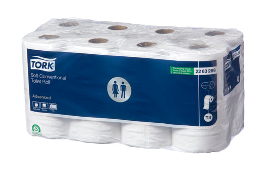 Tork Toilet Roll Conventional Advanced 2 Ply 2263269 T4 400 Sheets White - Carton of 48 Rolls